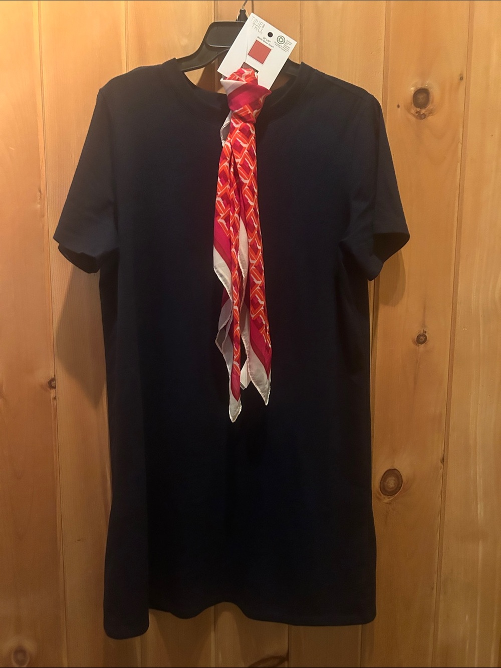 Old Navy Navy T-shirt dress with bonus scarf